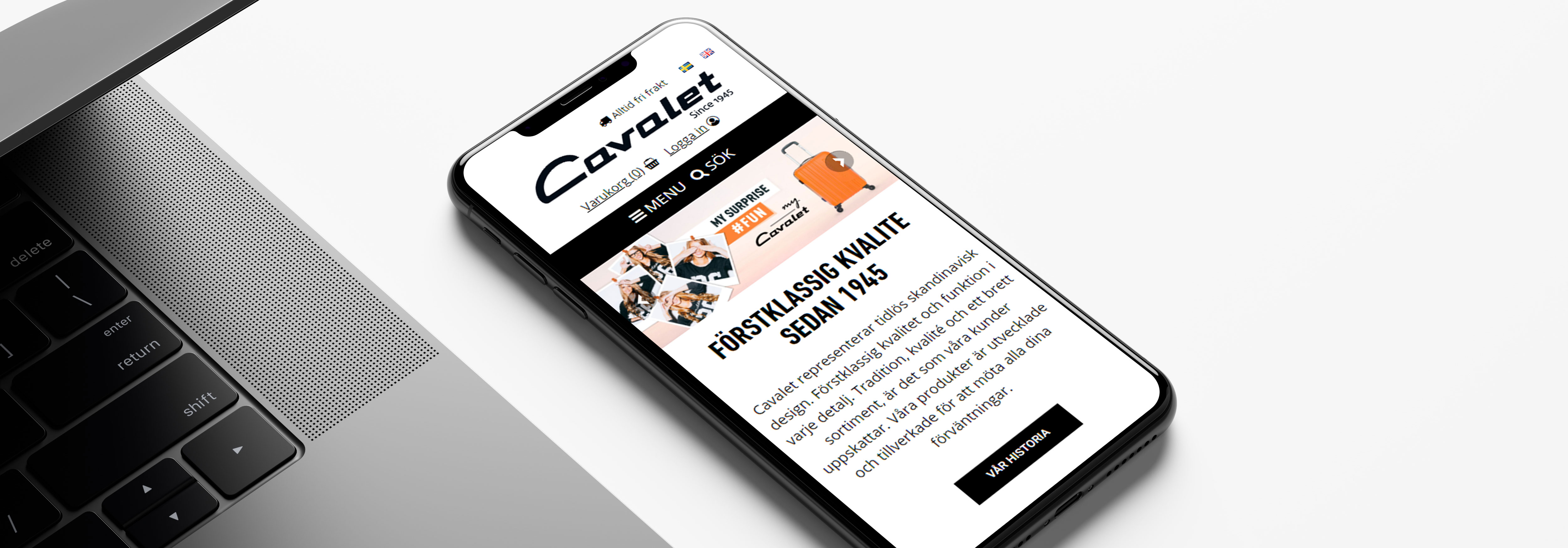 cavalet homepage on phone