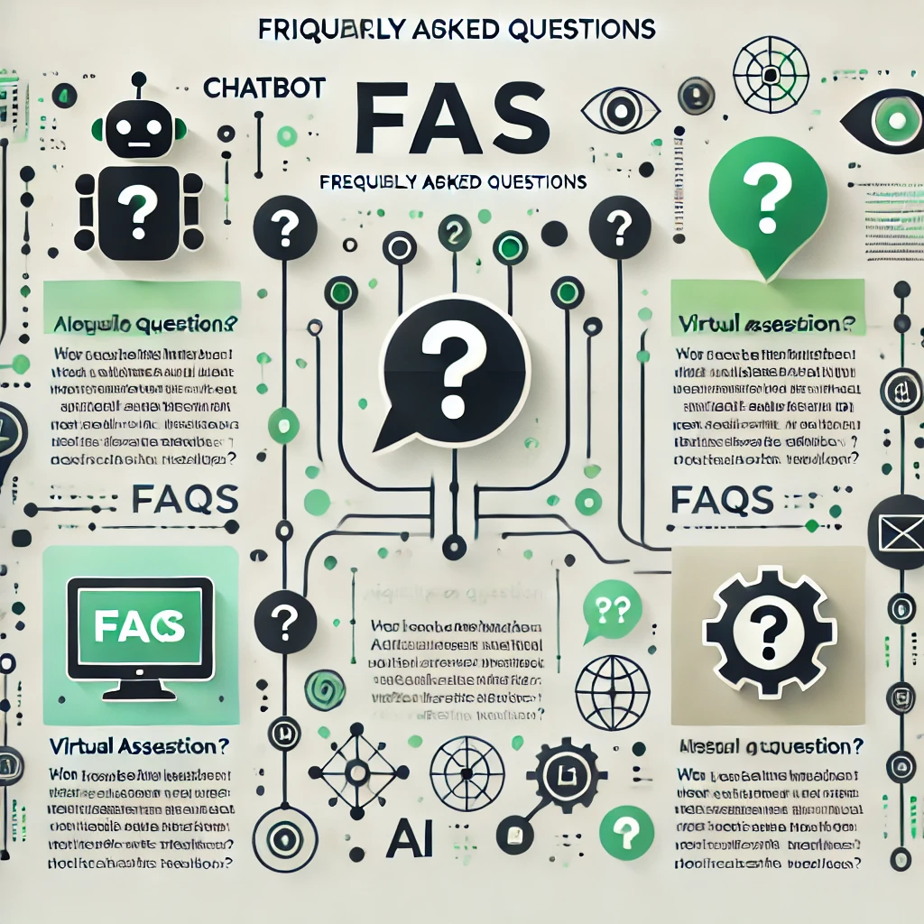 DALL·E 2025 01 17 14.16.56 A Visually Appealing Infographic Style Image Featuring Frequently Asked Questions (Faqs) About AI Assistants. The Image Includes Question Icons (E.G.,