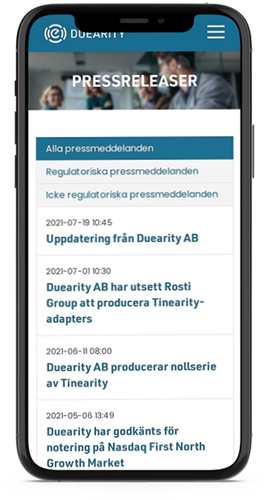 Pressreleaser på IR-sida